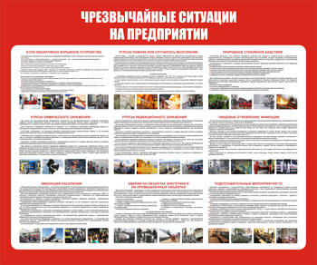 С206  Чрезвычайные ситуации на предприятии (1200х1000 мм, Пластик ПВХ 3 мм, Прямая печать на пластик) - Стенды - Стенды по гражданской обороне и чрезвычайным ситуациям - Магазин охраны труда ohranatruda-shop.ru