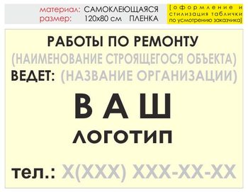Информационный щит "работы по ремонту" (пленка, 120х90 см) t06 - Охрана труда на строительных площадках - Информационные щиты - Магазин охраны труда ohranatruda-shop.ru