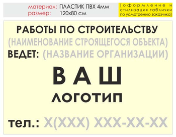 Информационный щит "работы по строительству" (пластик, 120х90 см) t07 - Охрана труда на строительных площадках - Информационные щиты - Магазин охраны труда ohranatruda-shop.ru